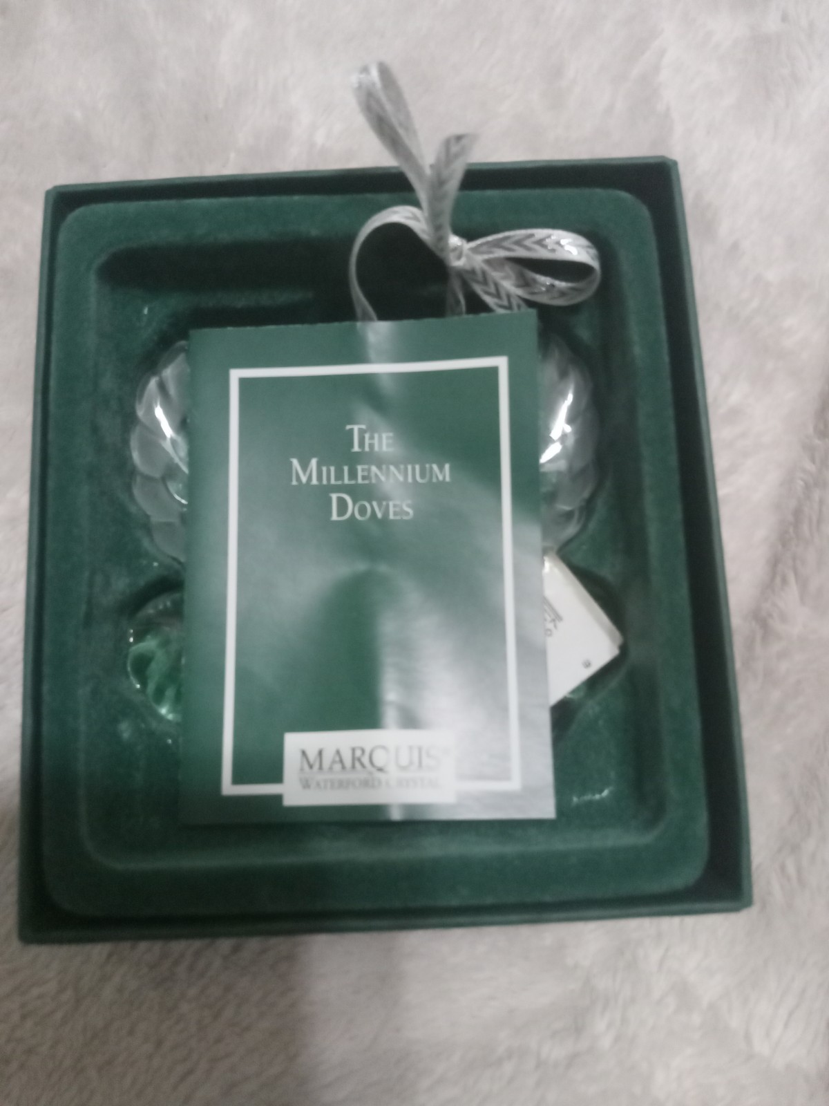 Marquis Waterford “The Millenium Doves” Crystal Ornament #110901 Kissing Doves