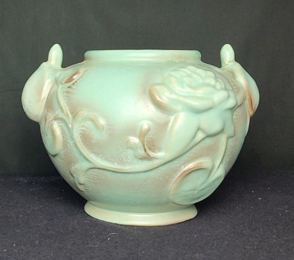 1930s Rumrill Ohio Vase K-5 – Squat Light Green Matte “Turtle Pond” – AS-IS