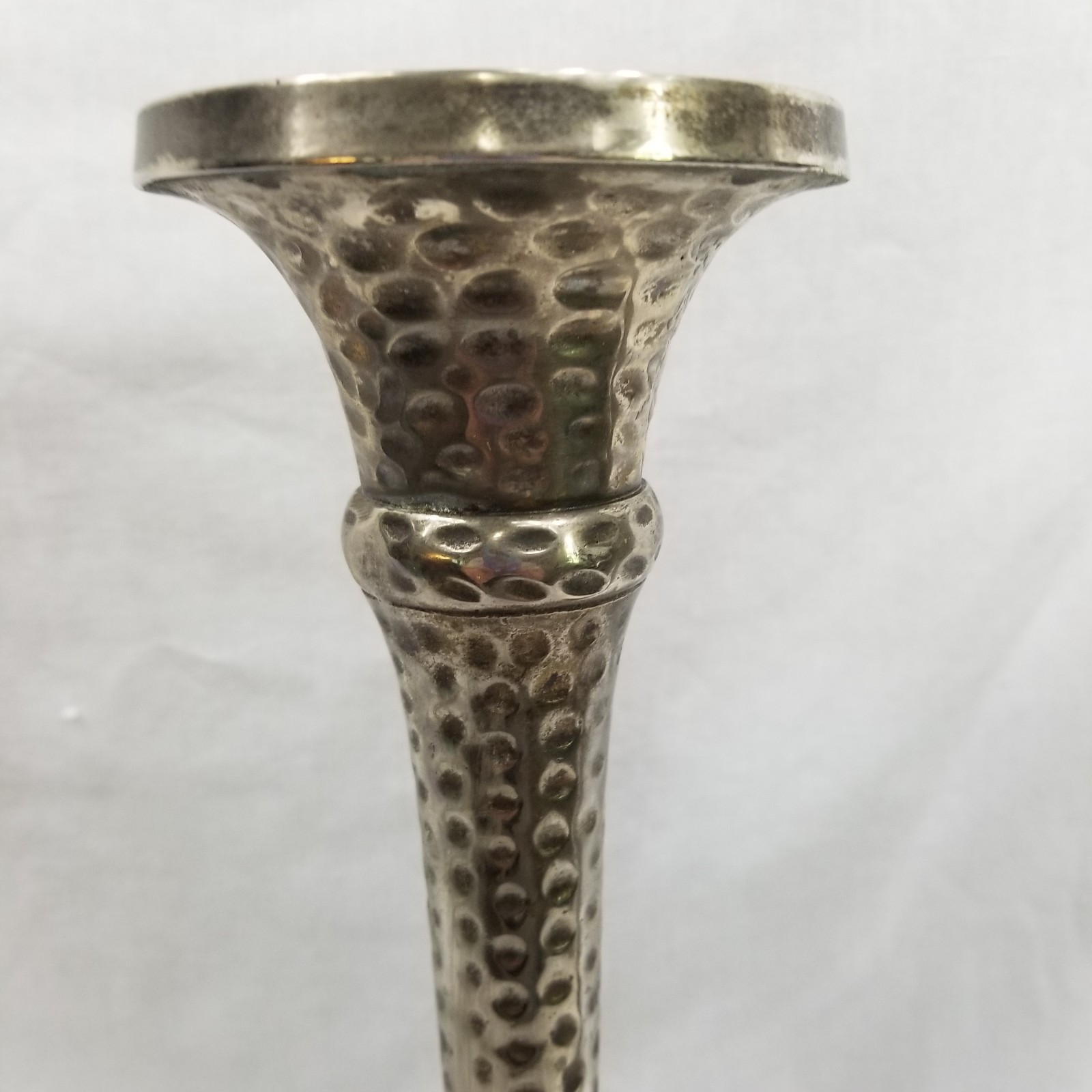 Set Of 2 Silver Plate Hammered Candlesticks Vintage Made In India 16in