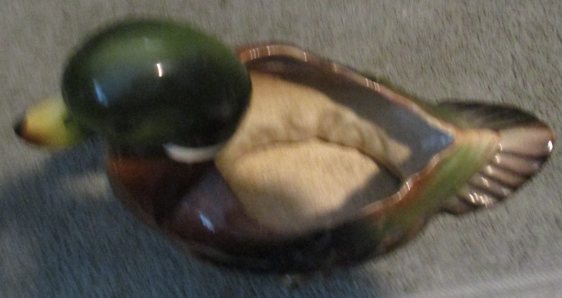 Vintage CALIFORNIA POTTERY Mid Century MALLARD DUCK Figure 8 1/2″ Planter 1950s