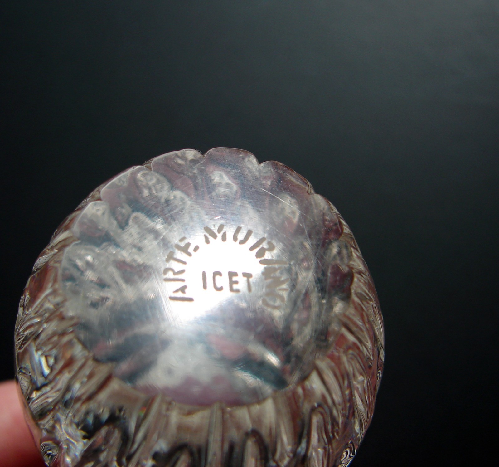 Mid Century Arte Murano ICET Art Glass Owl Figurine Paperweight 4 1/8″ signed