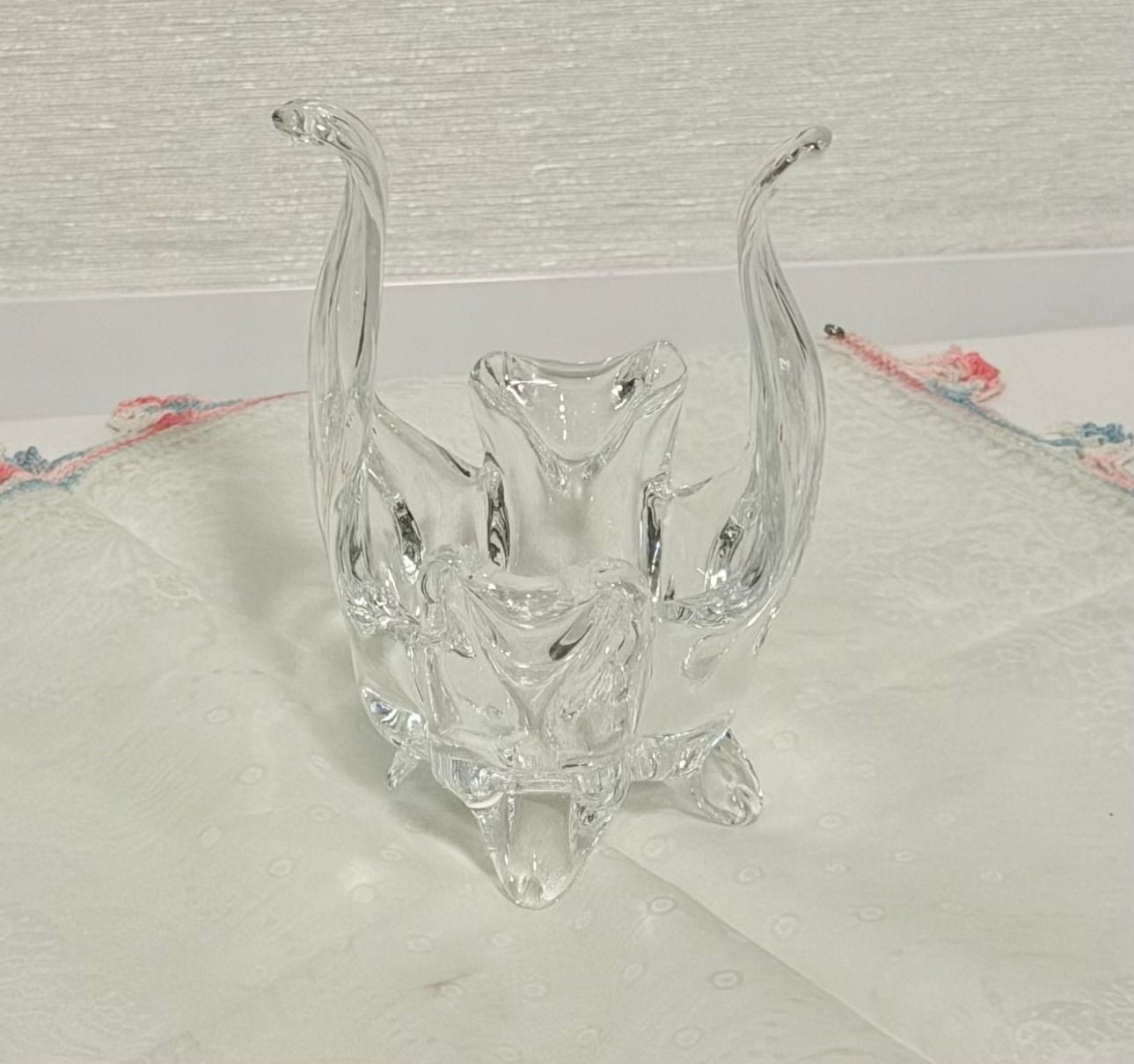 Vintage Riekes Chalet Lead Crystal Votive Candle Holder with Footed Base
