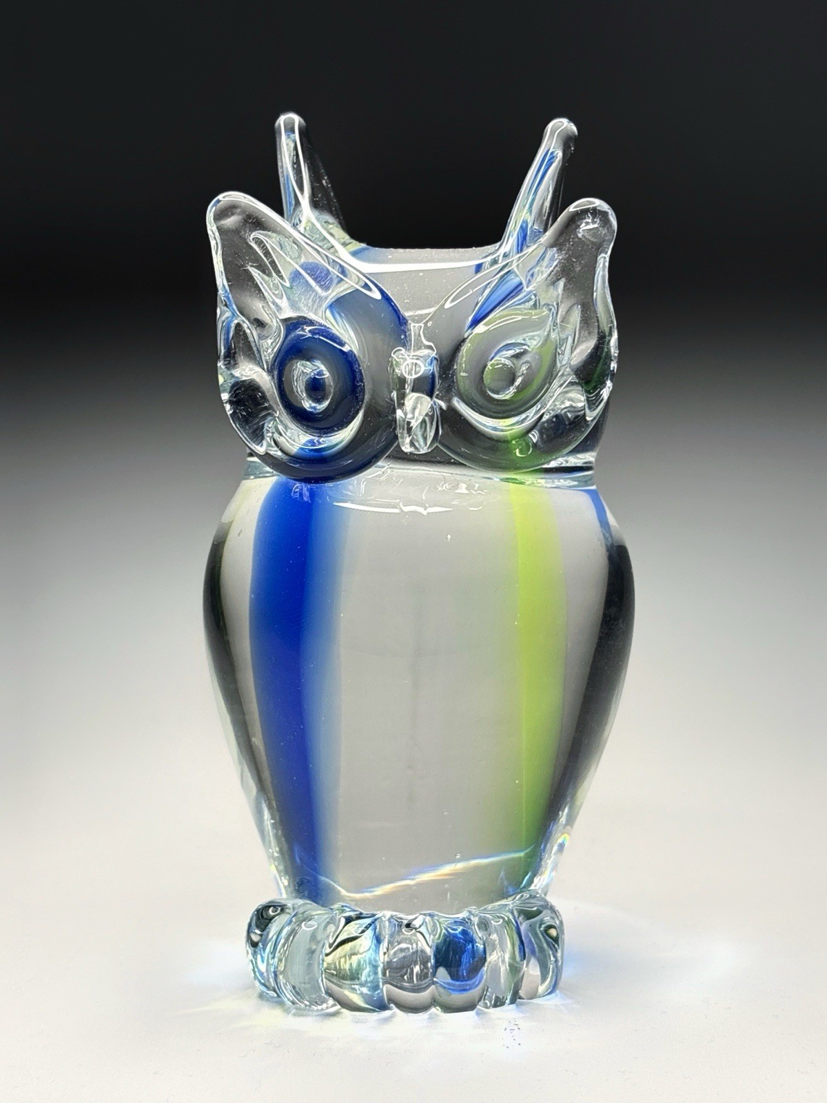 V. Nason Murano Glass Uranium Streak Owl 5” Figurine EC