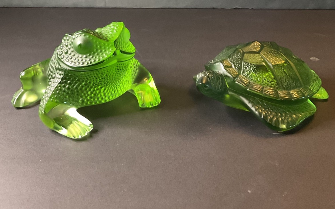 Lalique Green Sea Turtle & Green Frog 1 Of My Over 400 + Lalique Listings
