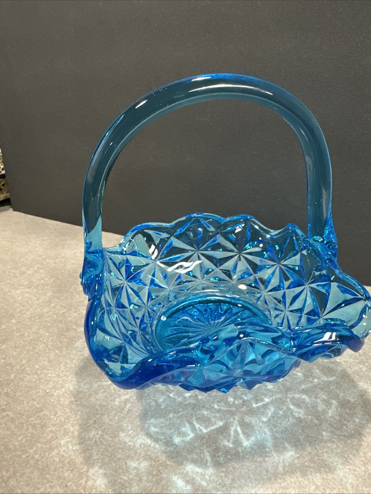 Art Glass Robins Egg Blue Basket Hand Made Beautiful Condition