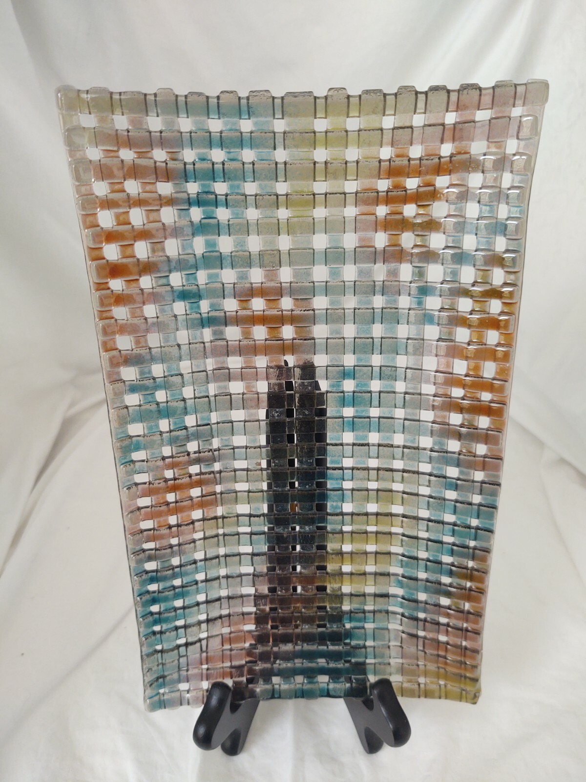 Stunning Braided Art Glass Multi-colored Tray~~A Must-see