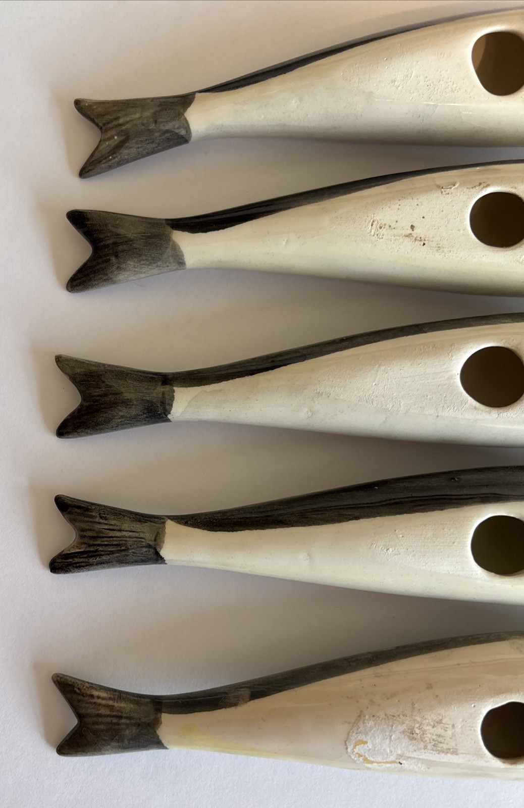 Set Of 5 Vintage Sardine Knife Rests Ceramic Fish J Willfred For Andrea By Sadek