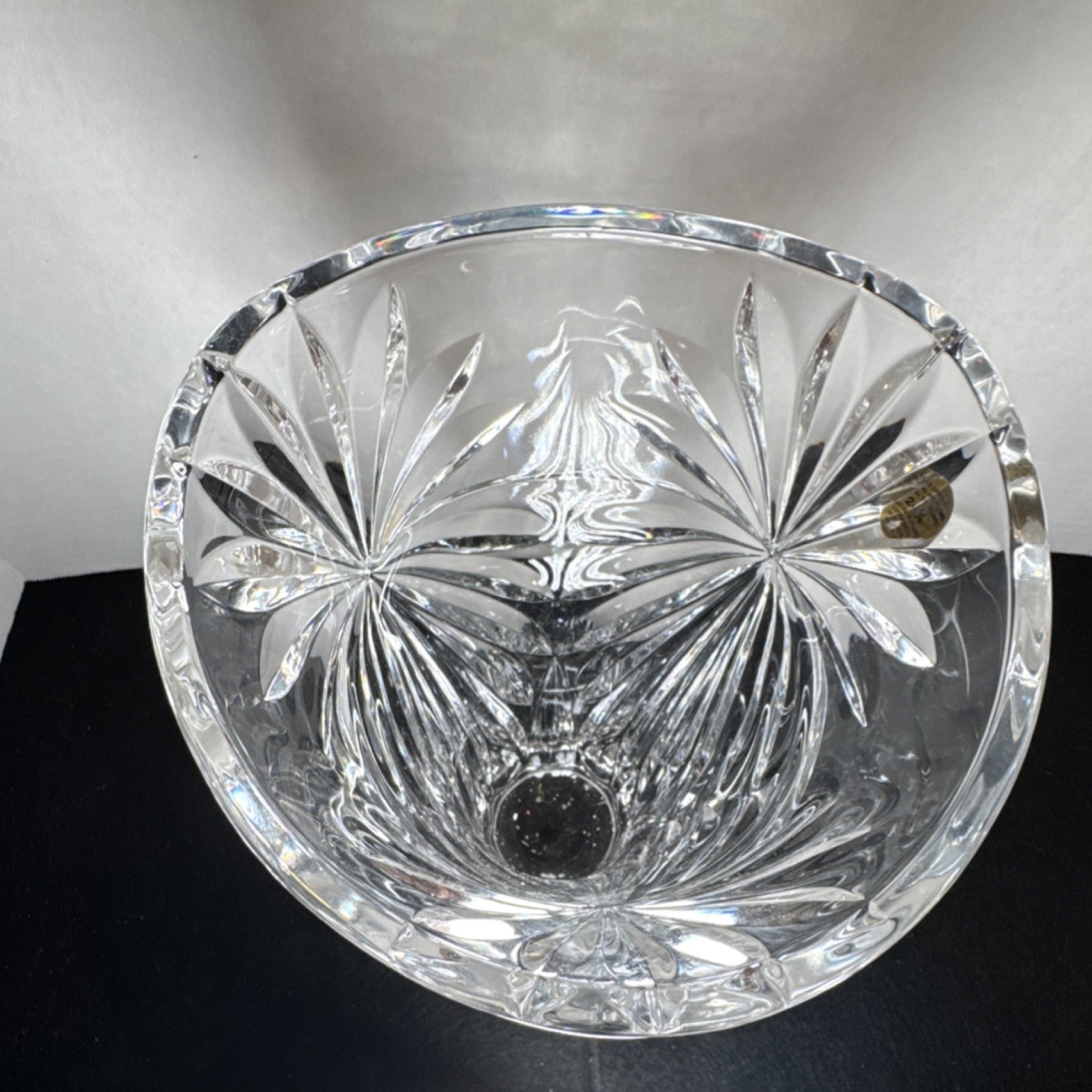ROYAL CRYSTAL ROCK Clear Cut Crystal Starburst Vase 10 in Tall Made in Italy