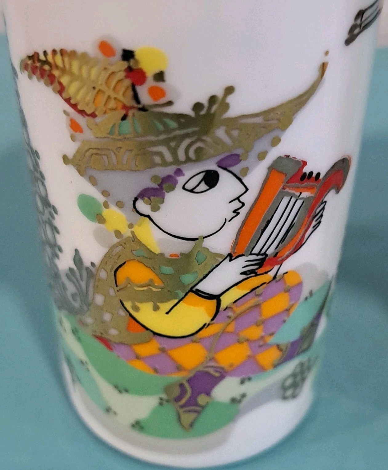 Vtg Rosenthal Bjorn Wiinblad Night Music Germany 4″ Porcelain Vase Set Of 2