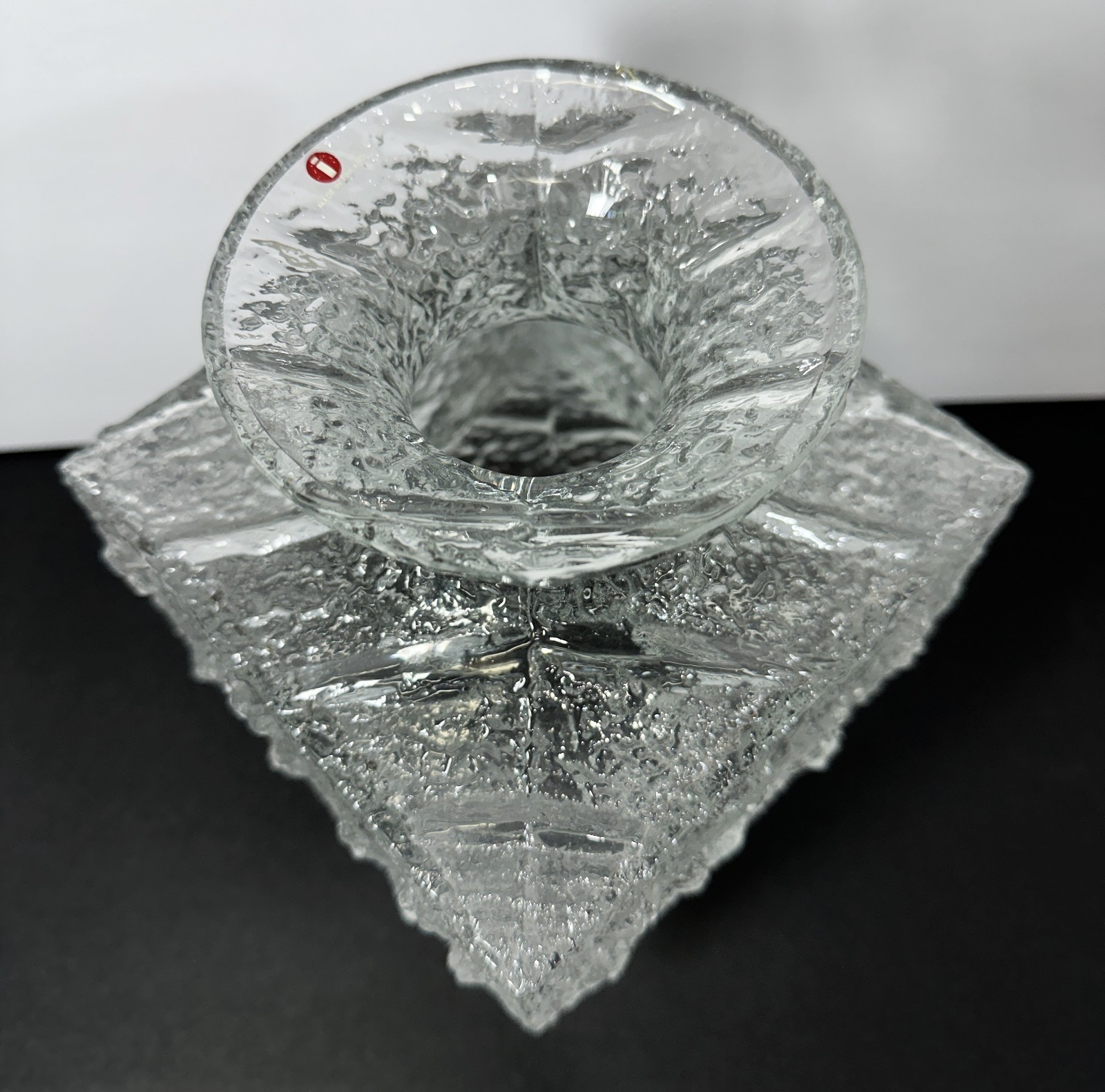 1960 Iittala Glass Finland Timo Sarpaneva Crassus Vase 9″ Brutalist Sculpture