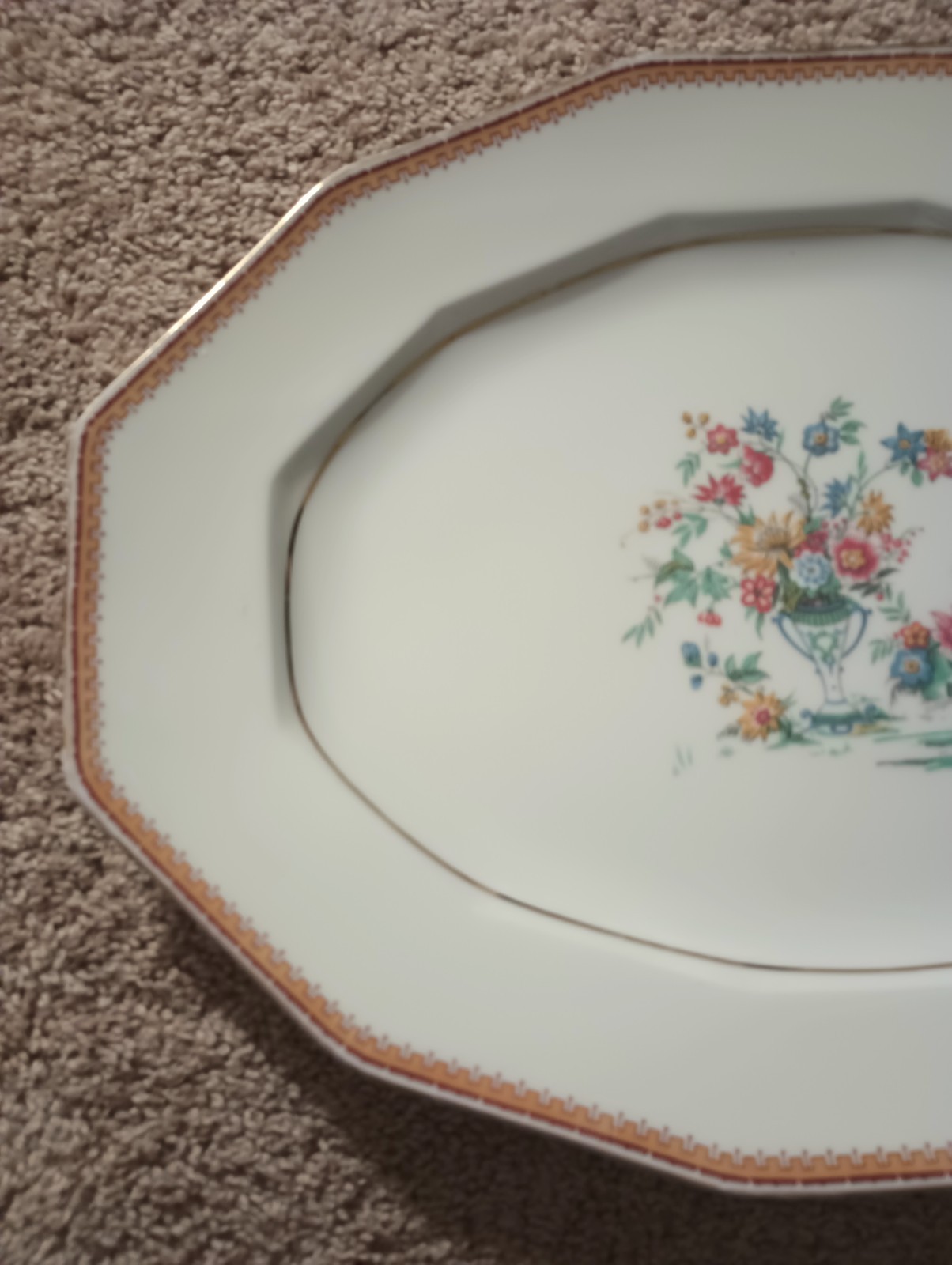 Charles Ahrenfeldt Limoges France Oval Serving Platter Floral Gold Trim 16″x 12″