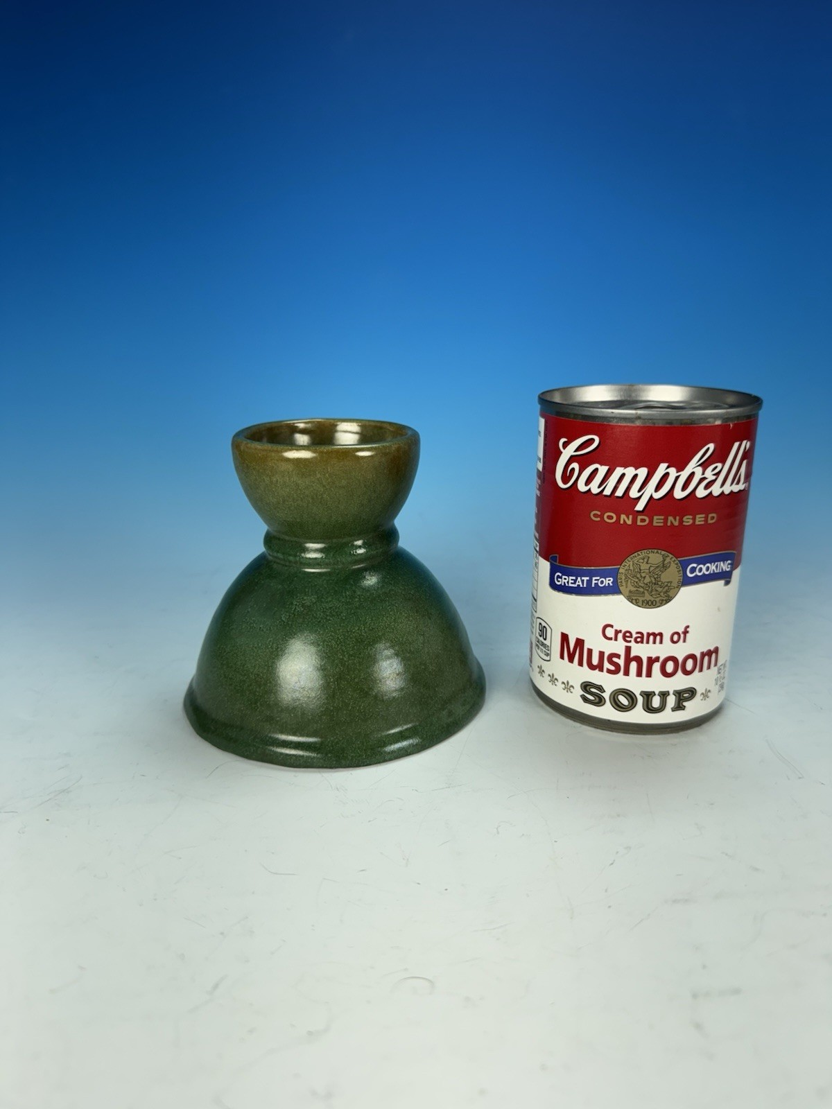 Antique Arts & Crafts Era Semi Matte Green Crocus Bulb Forcing Vase Signed c1910