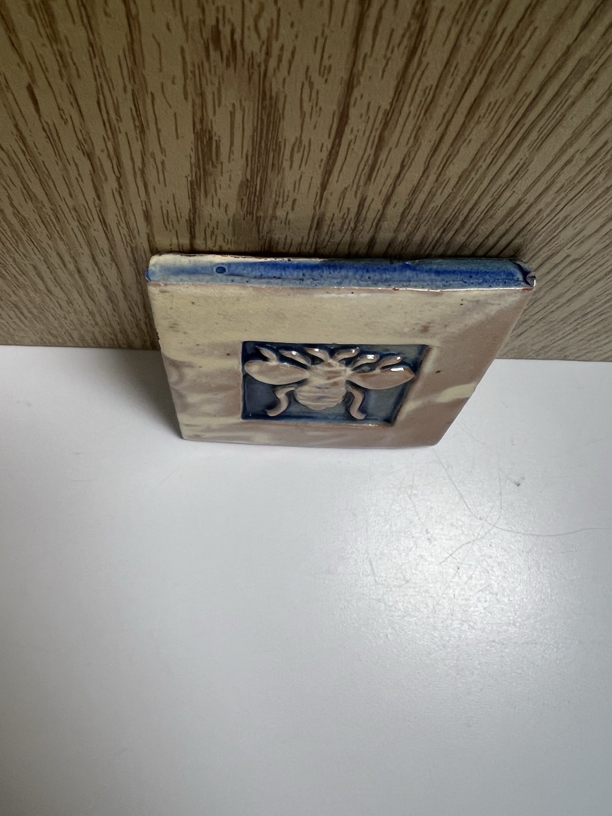 Frog And Bee 3D Tiles 4” Square Set Of Two Hand Made Pottery