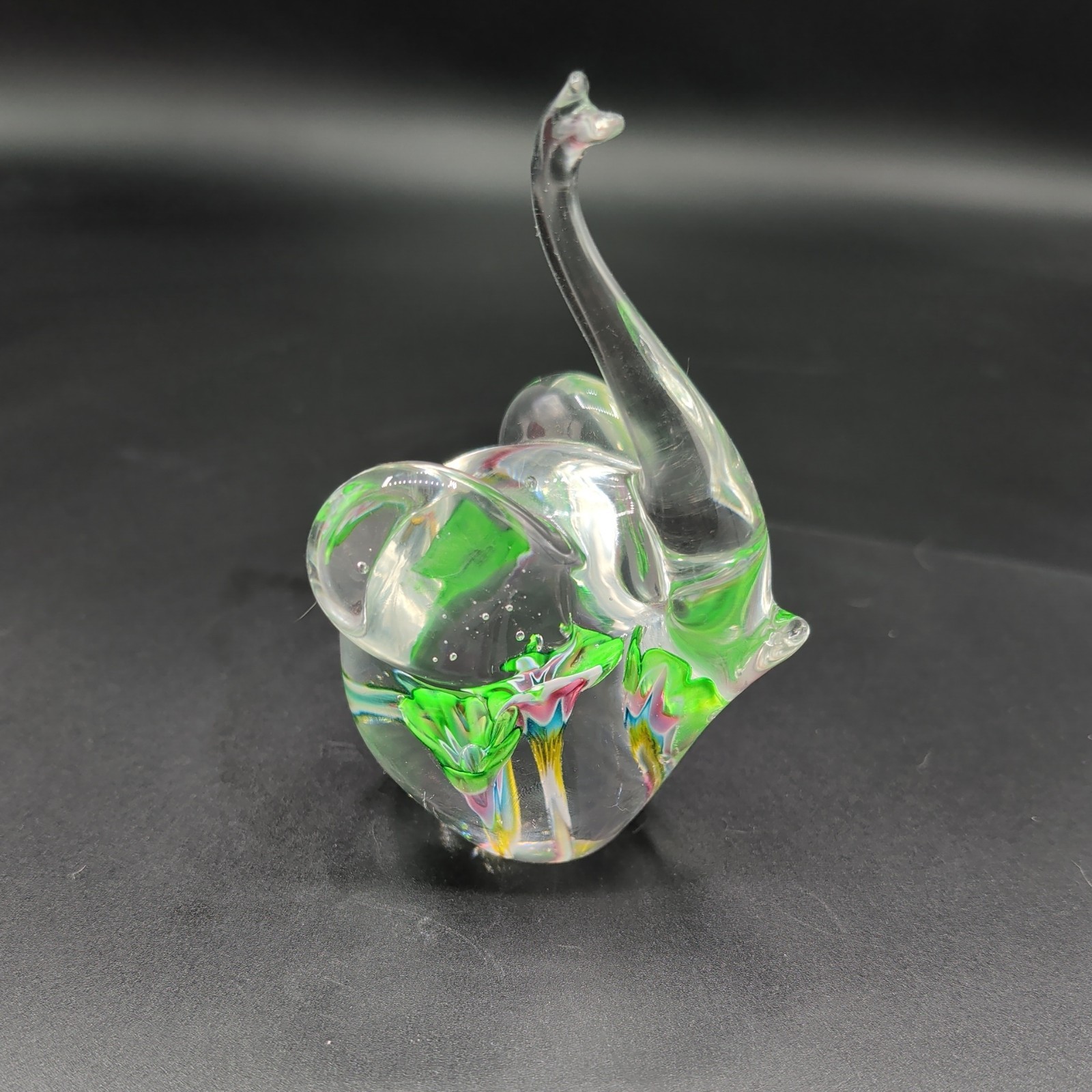 Vintage Rare Chalet Canada Glass Elephant 2 Tones Blue And Green Signed Chalet