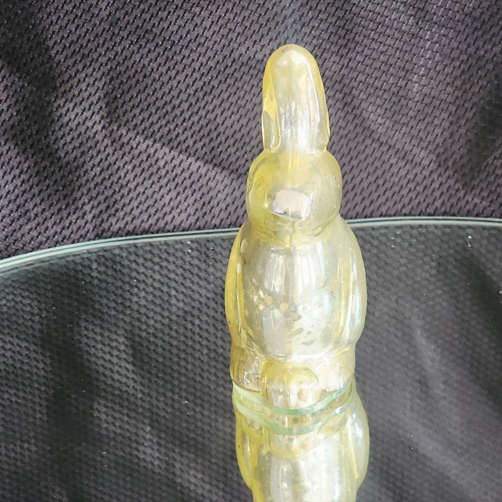 Bunny Rabbit Gold Reverse Painted Clear Glass Mercury Look Figurine India