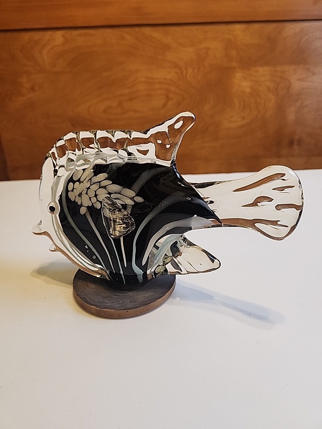 Lot of 2 Art Glass Fish Figures Murano Style Angelfish & Tropical Vintage