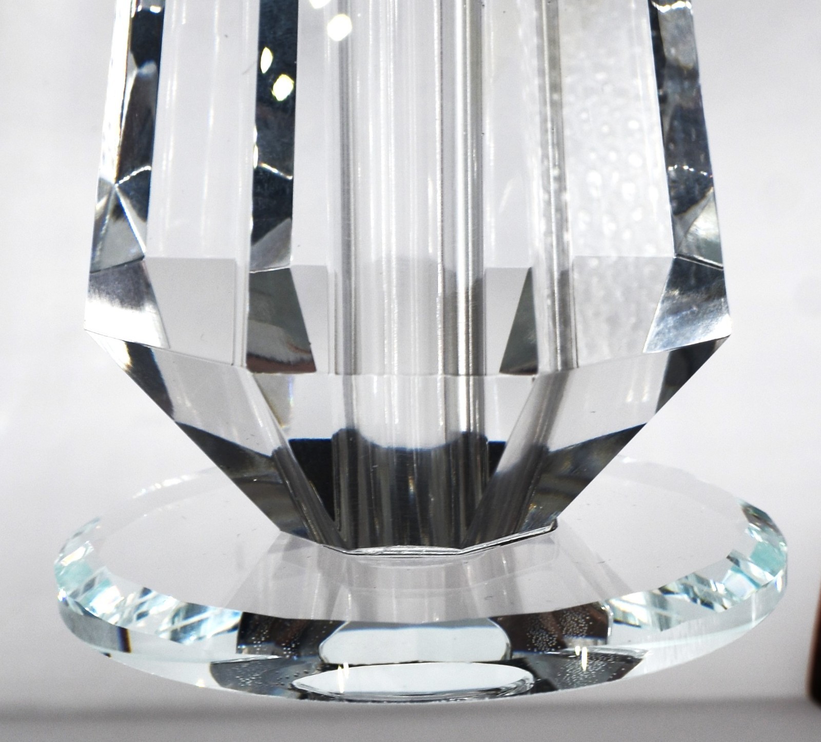 Cut Crystal Vase Art Deco Geometric Panels 1.2 Lbs.