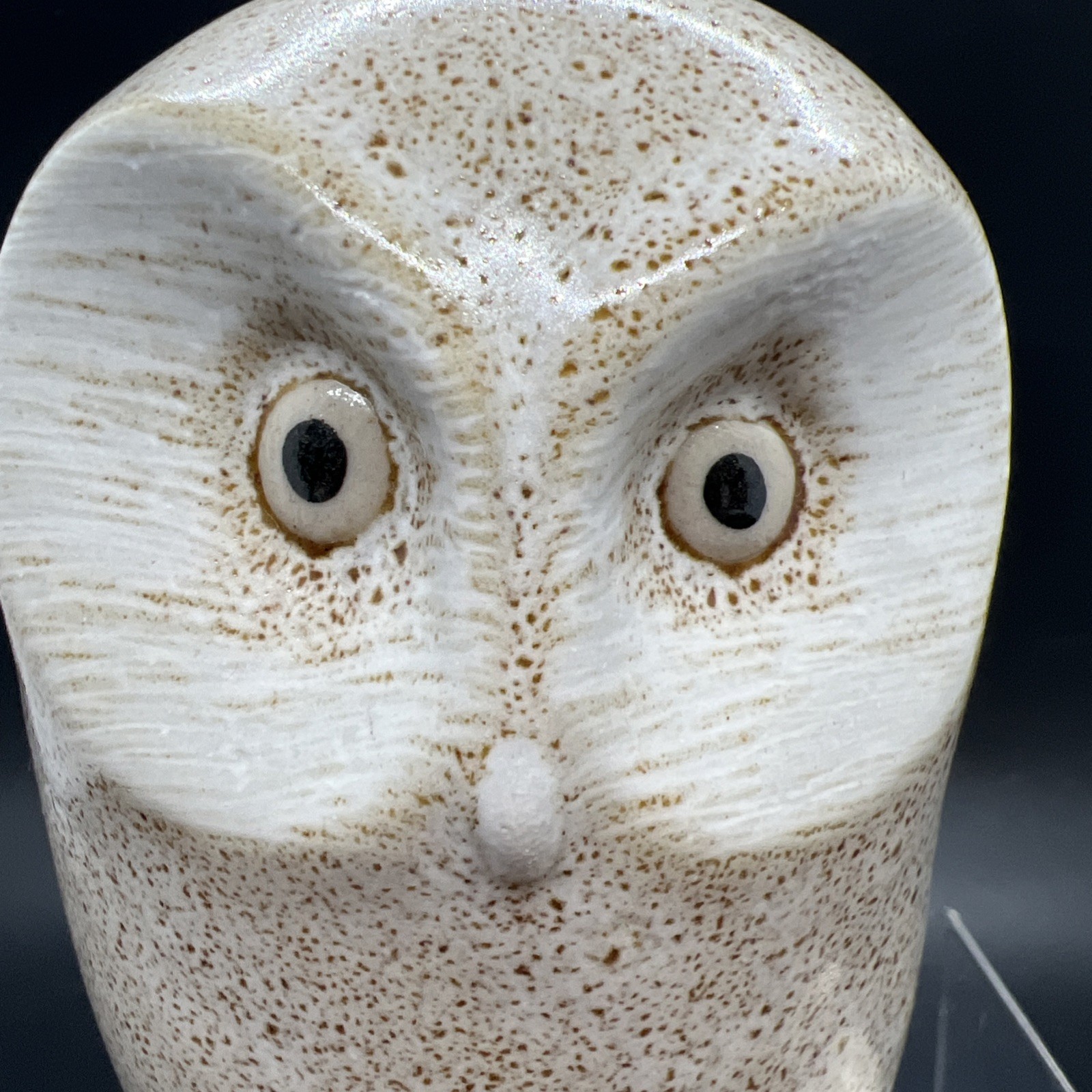 Vintage Pigeon Forge Pottery Speckled Owl, 4.5 Inches, C. 1980S, Signed Ferguson