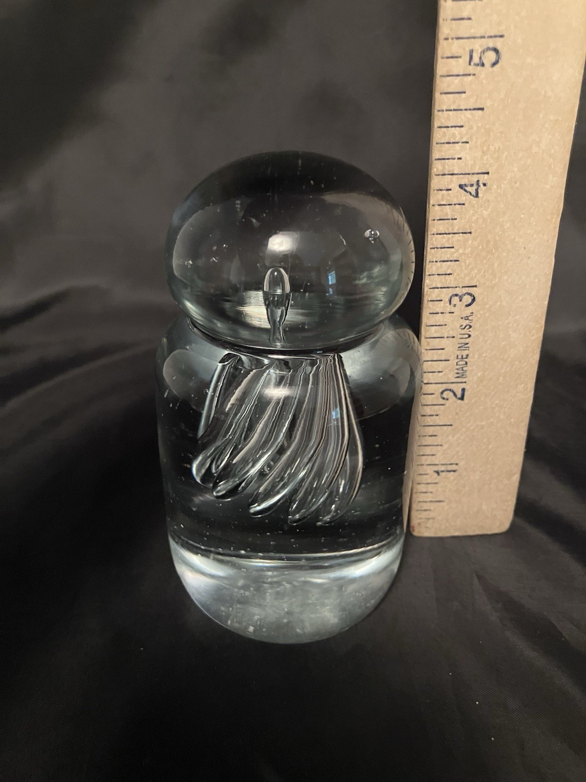 Vintage Blenko Art Glass Clear Air Twist Knob Paperweight 4.25”
