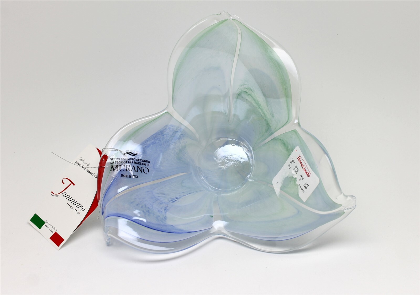NEW MURANO Art Glass Votive Candle Bowl Vase Blue Made in Italy ~ Tammaro Home