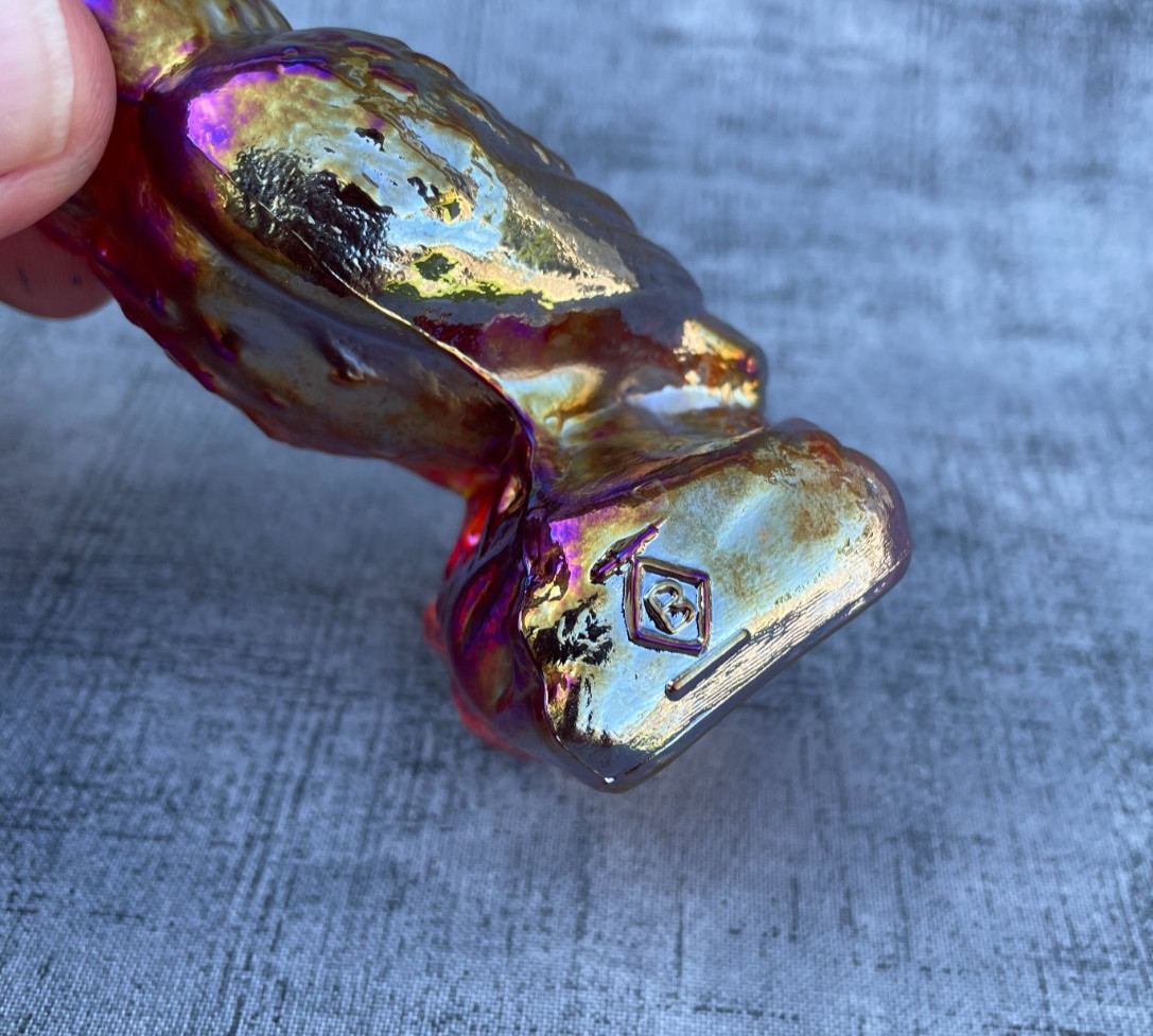 Boyd Glass Owl Cardinal Red Carnival