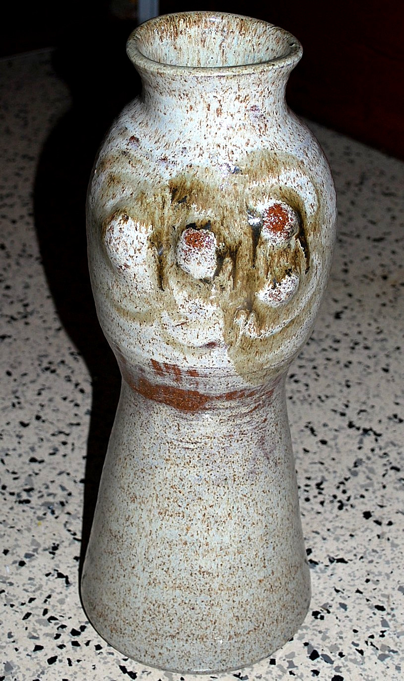HUGE 18.5″ Vtg MCM STUDIO ART ABSTRACT POTTERY WheelThrown Stoneware Vase SIGNED