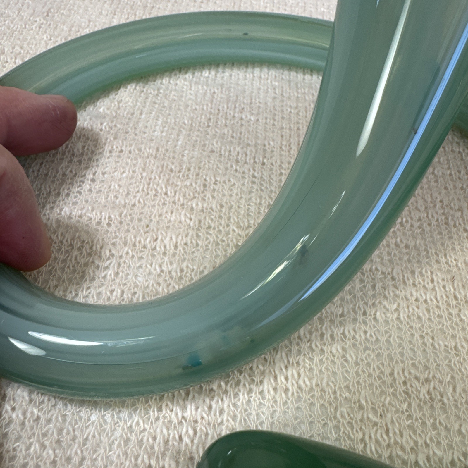 Hand Arch Class Trumpet Vase Light Blue Green Mint 12 Inches Murano Style