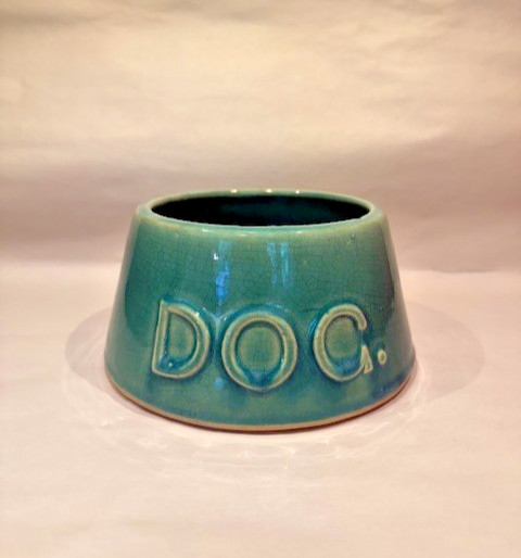 Early McCOY “DOG.” SPANIEL FEEDER BOWL Collector Green Glaze