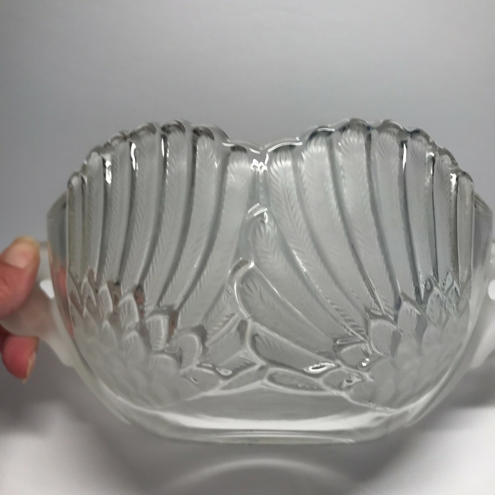 Mikasa Swan Centerpiece Bowl Frosted Crystal Glass Frosted Double Handles w /Box