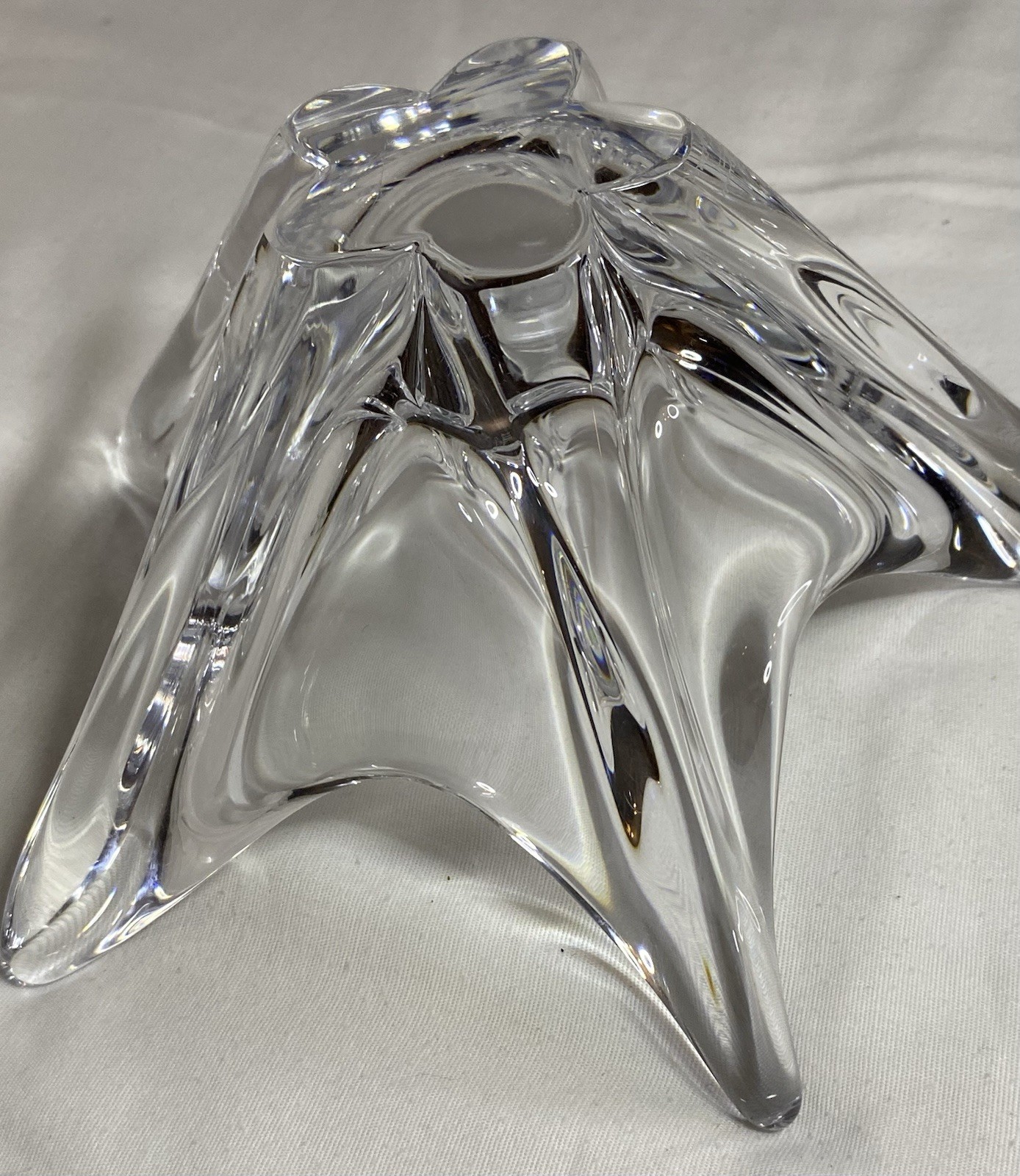 Vintage Daum & France 5 Point Star Crystal Vase Bowl