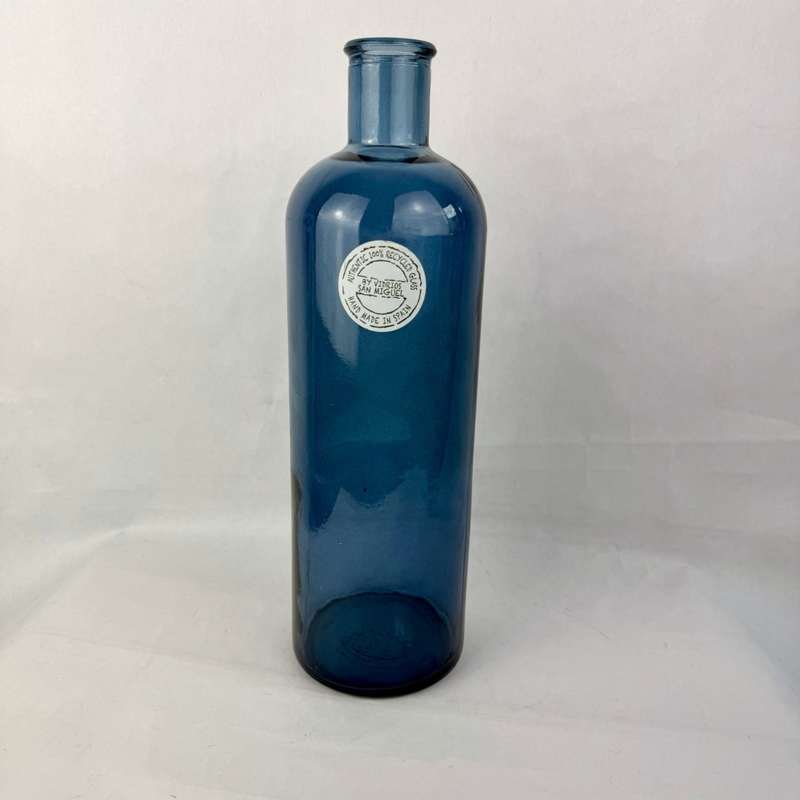 Vidrios San Miguel Bottle Spain 100% Recycled Glass Vase Blue Handmade Gift
