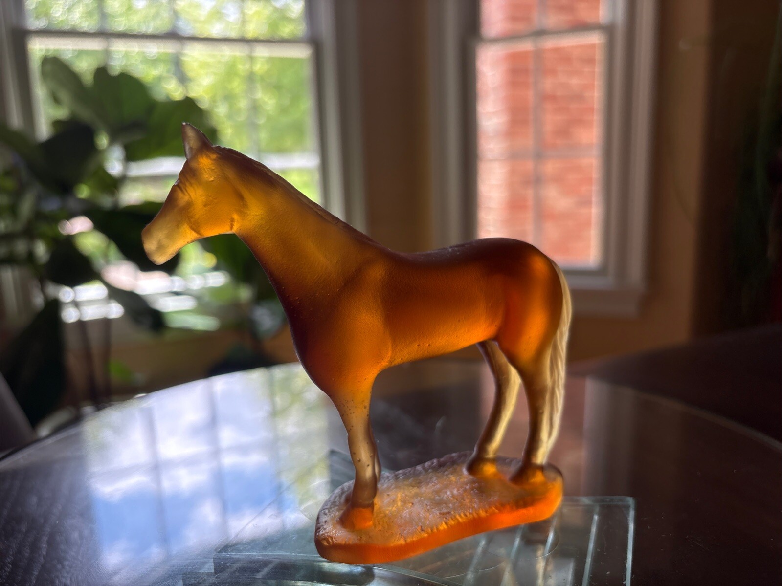 DAUM CRYSTAL CHINESE HOROSCOPE HORSE AMBER FIGURINE #05561 BRAND -MINT
