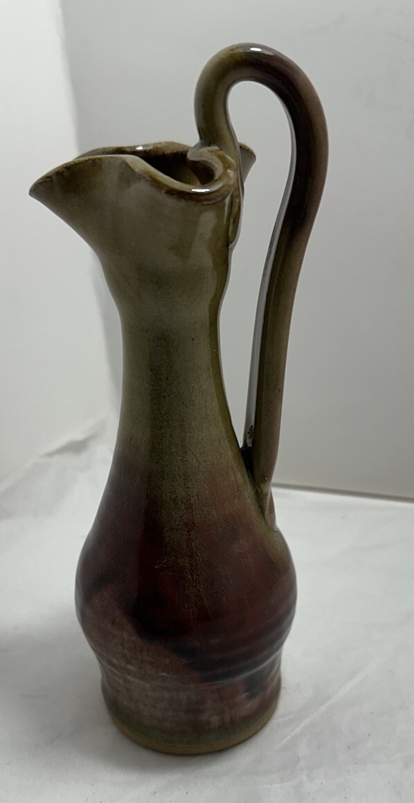 NicholsPotteryRebeccaPitcherHuckleberrySigned7.5”Biblical