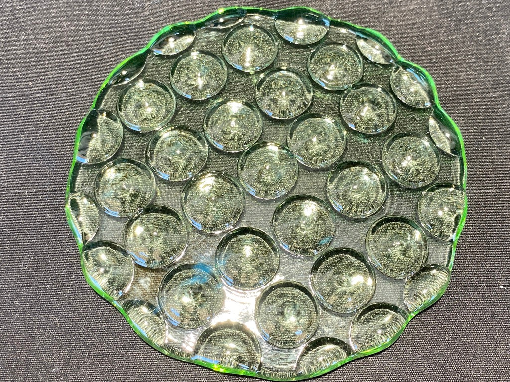 Green Vaseline glass uranium shooter Marble holder tile display yellow art lens