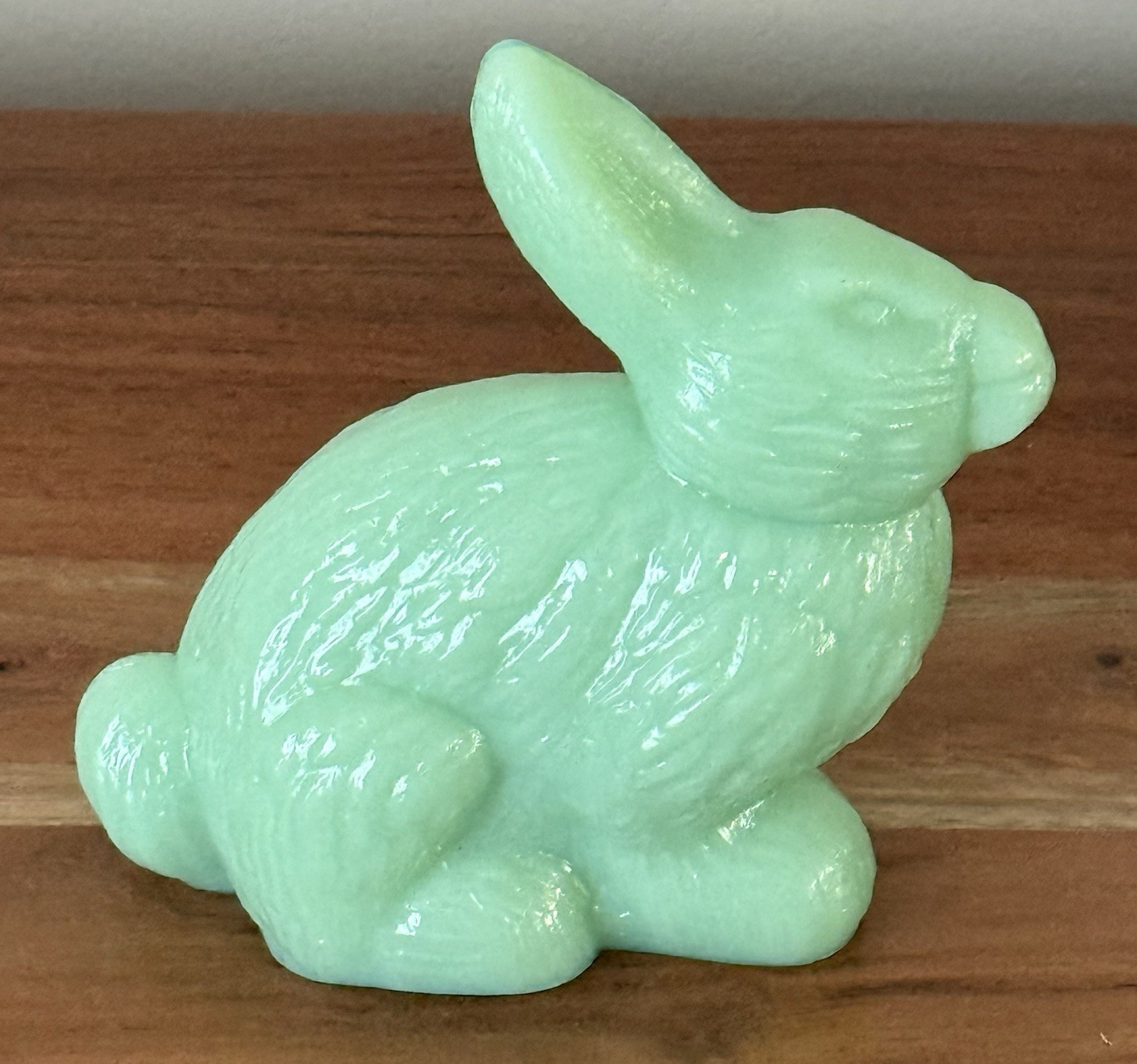Mosser Glass JADEITE (Green) Solid BUNNY Figurine – 5″ tall EASTER DECOR