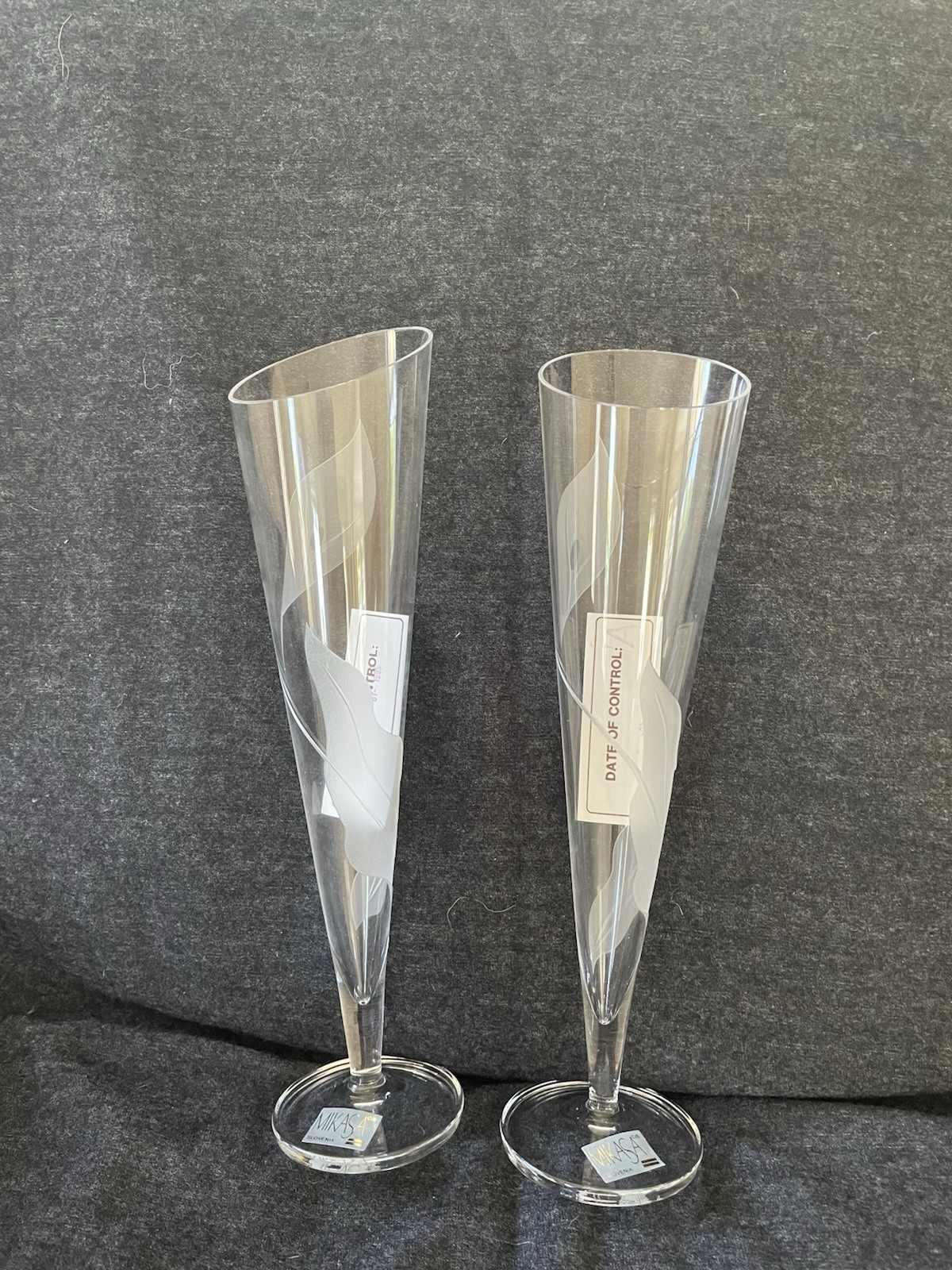Sleek Mikasa 10 1/4” FTD Etched Crystal Vases