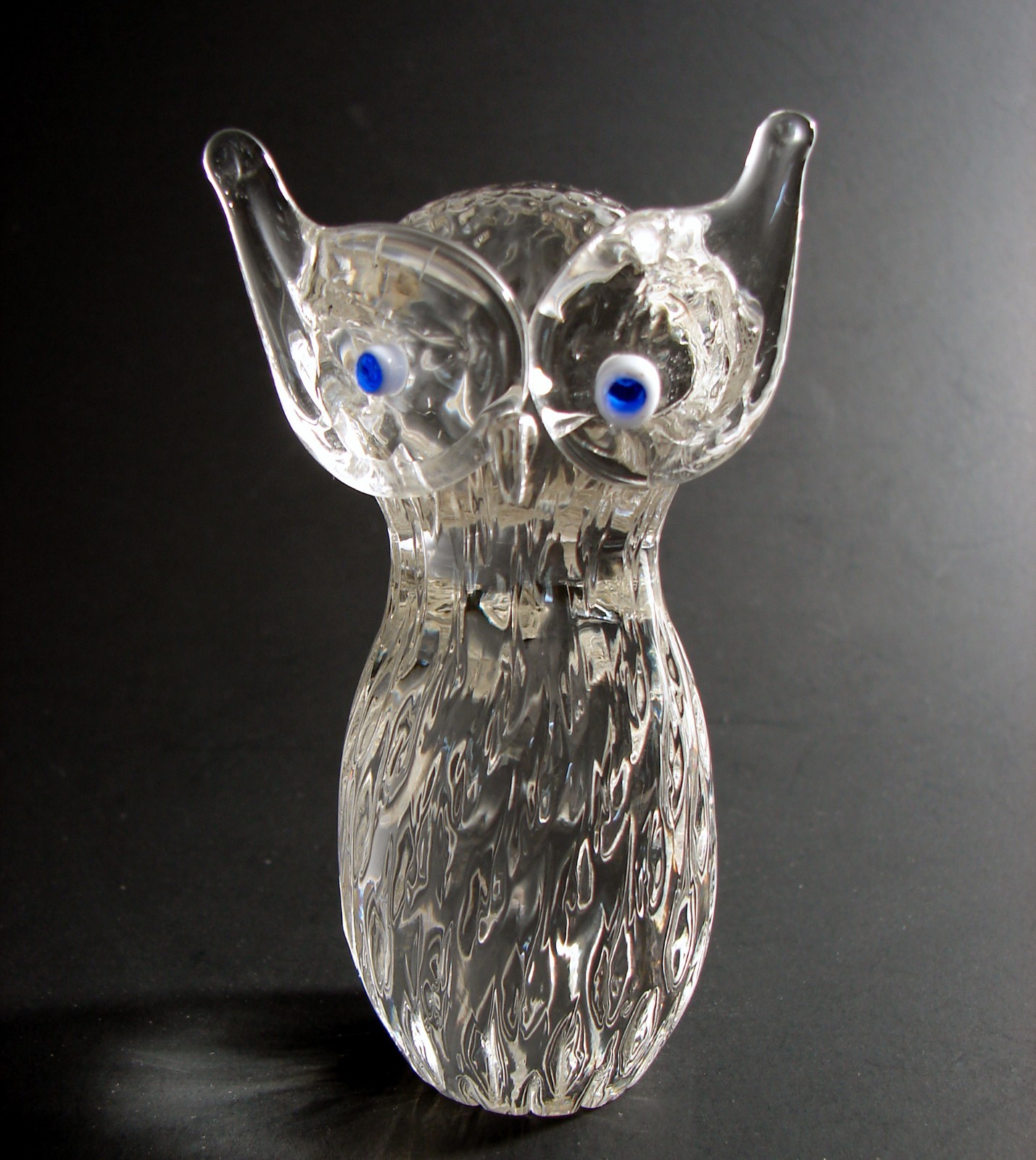 Mid Century Arte Murano ICET Art Glass Owl Figurine Paperweight 4 1/8″ signed