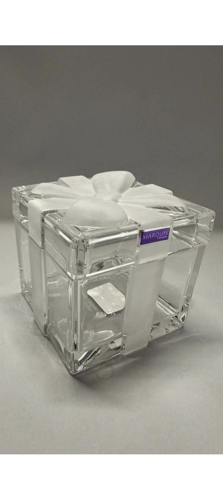 🔮Marquis By Waterford Large Crystal Trinket Gift Frosted Bow Box🔥BRAND NEW🔥💯