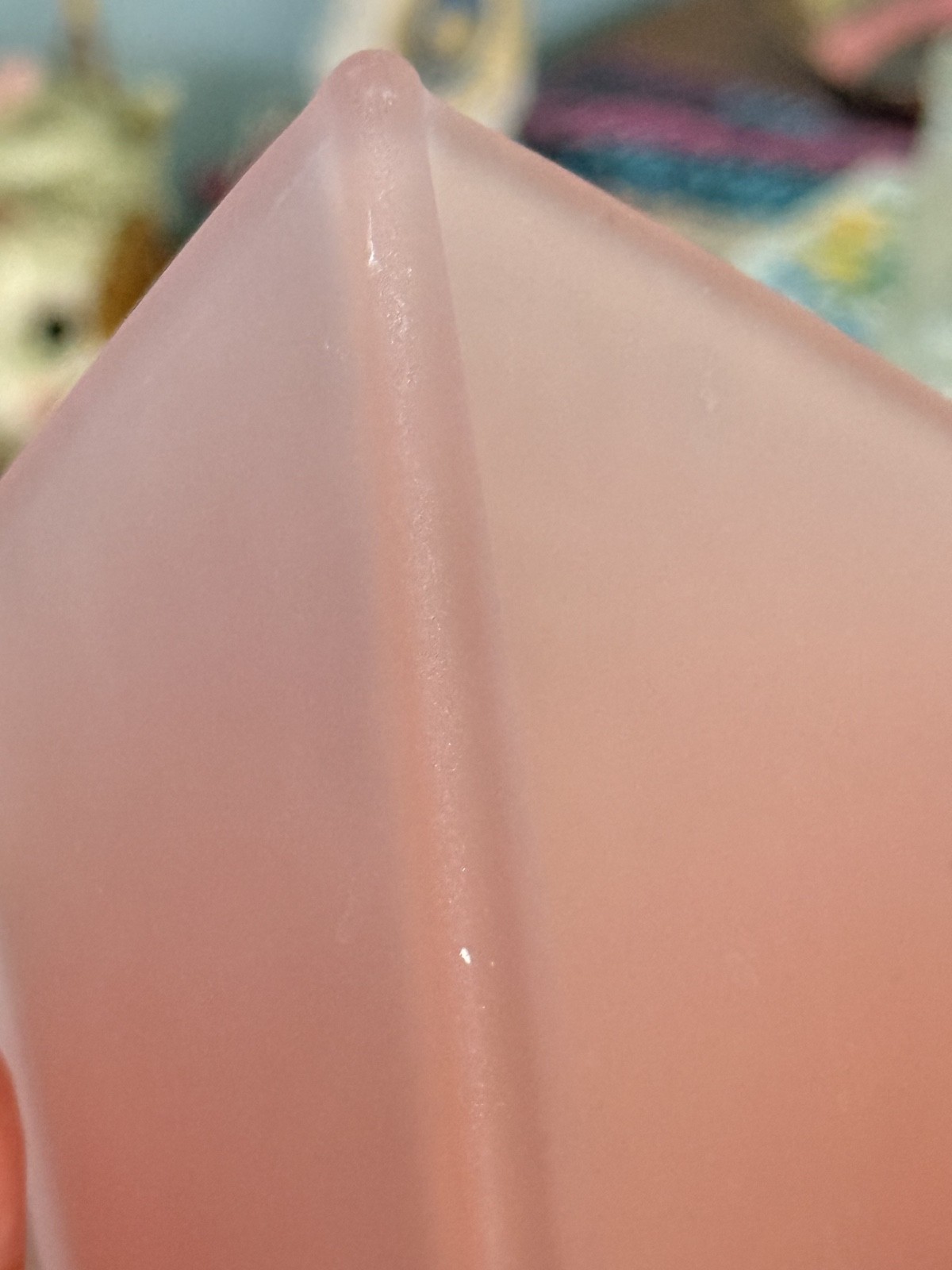Art Deco New Martinsville Pink Satin Triangular Vase! 1920’s Art Deco Glass!