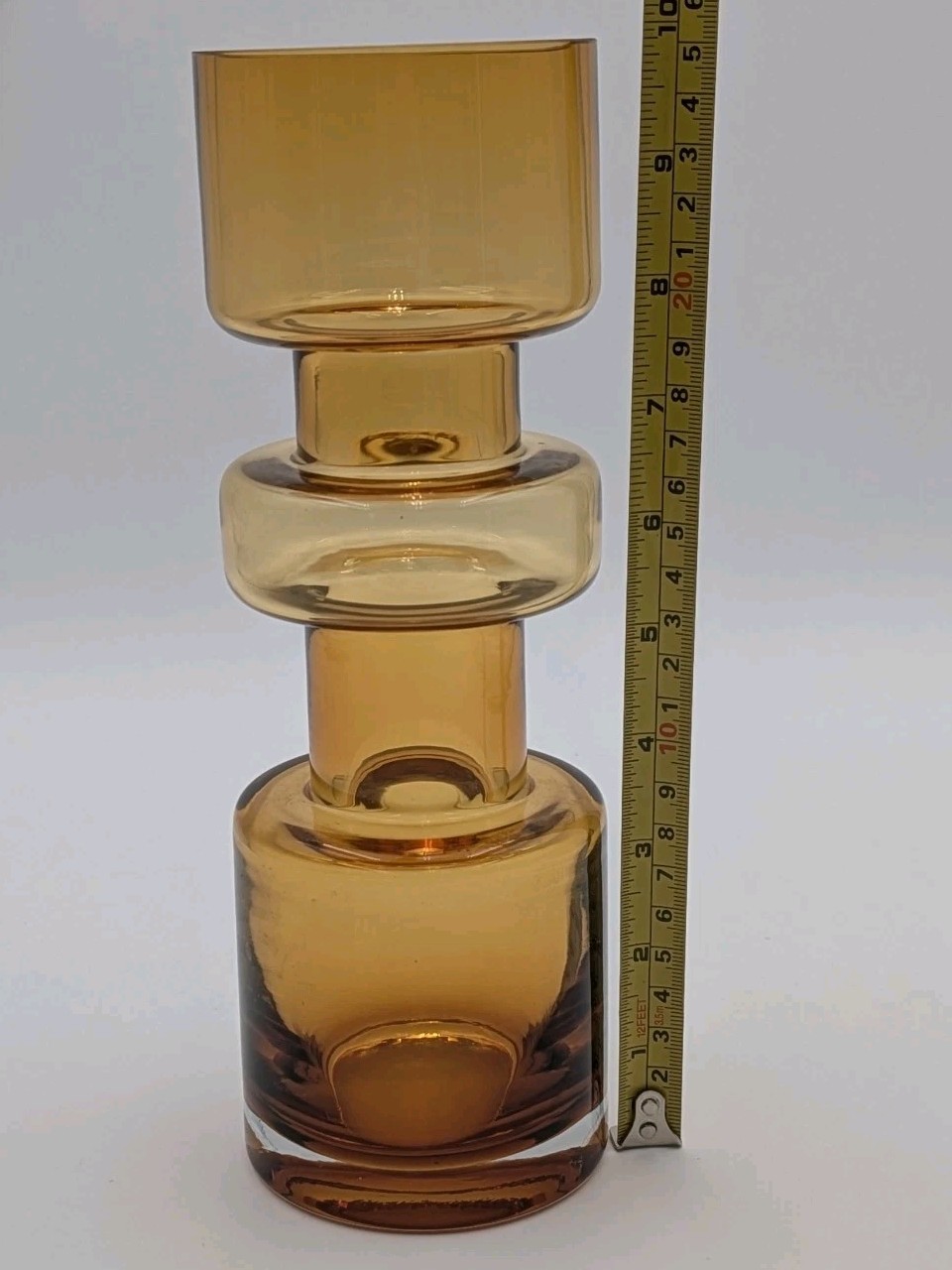 Retro Style Amber Geometric Stacked Vase