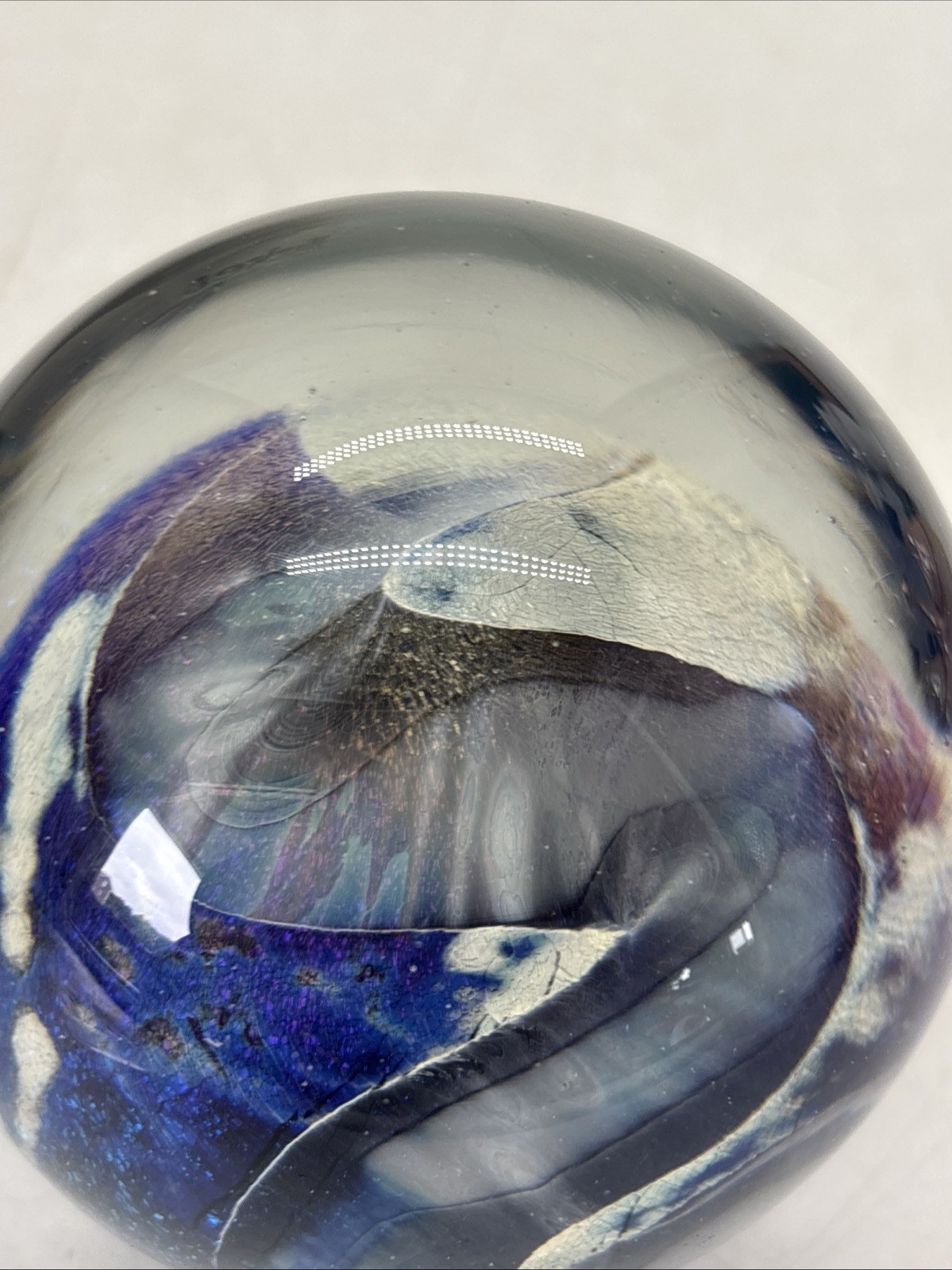 Vintage Robert Eickholt Signed “ocean Sea” 1982 Hand Blown Glass Paperweight Blu