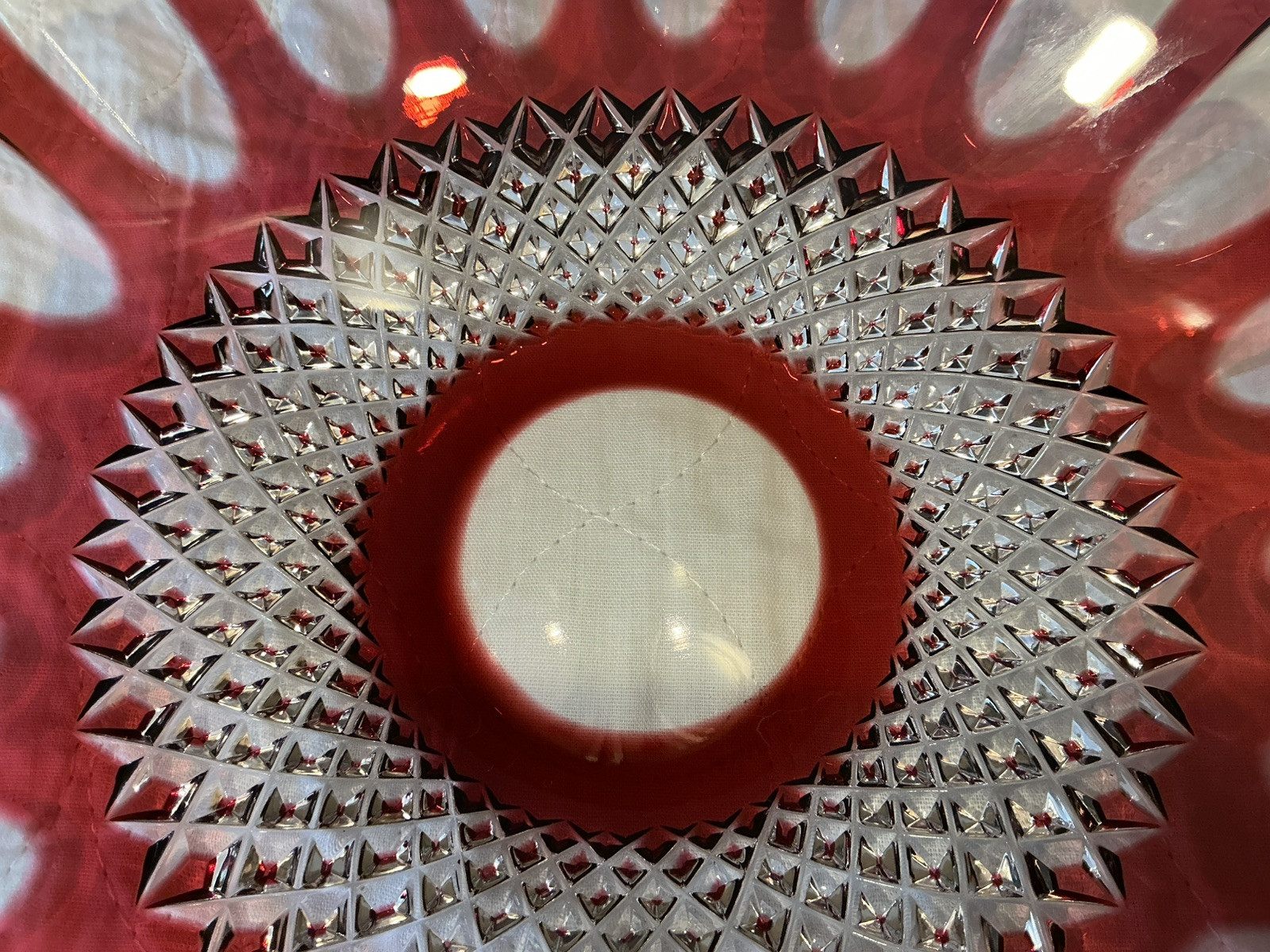 Caesar Crystal Bohemian Glassworks Ruby Bowl 10.5 in x 2.75 Unique and Intricate