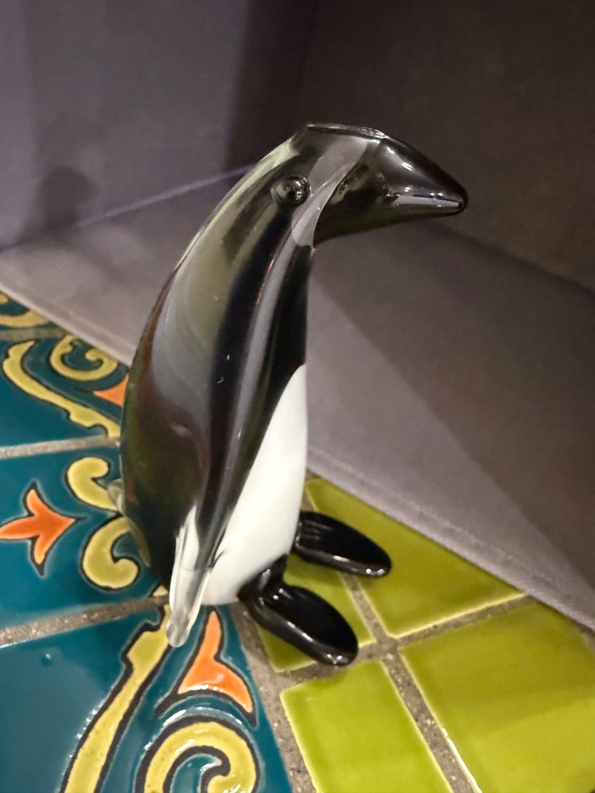 Penguin, Hand Blown Glass Murano-style Penquin 4.5” tall, purchased in Italy 50s