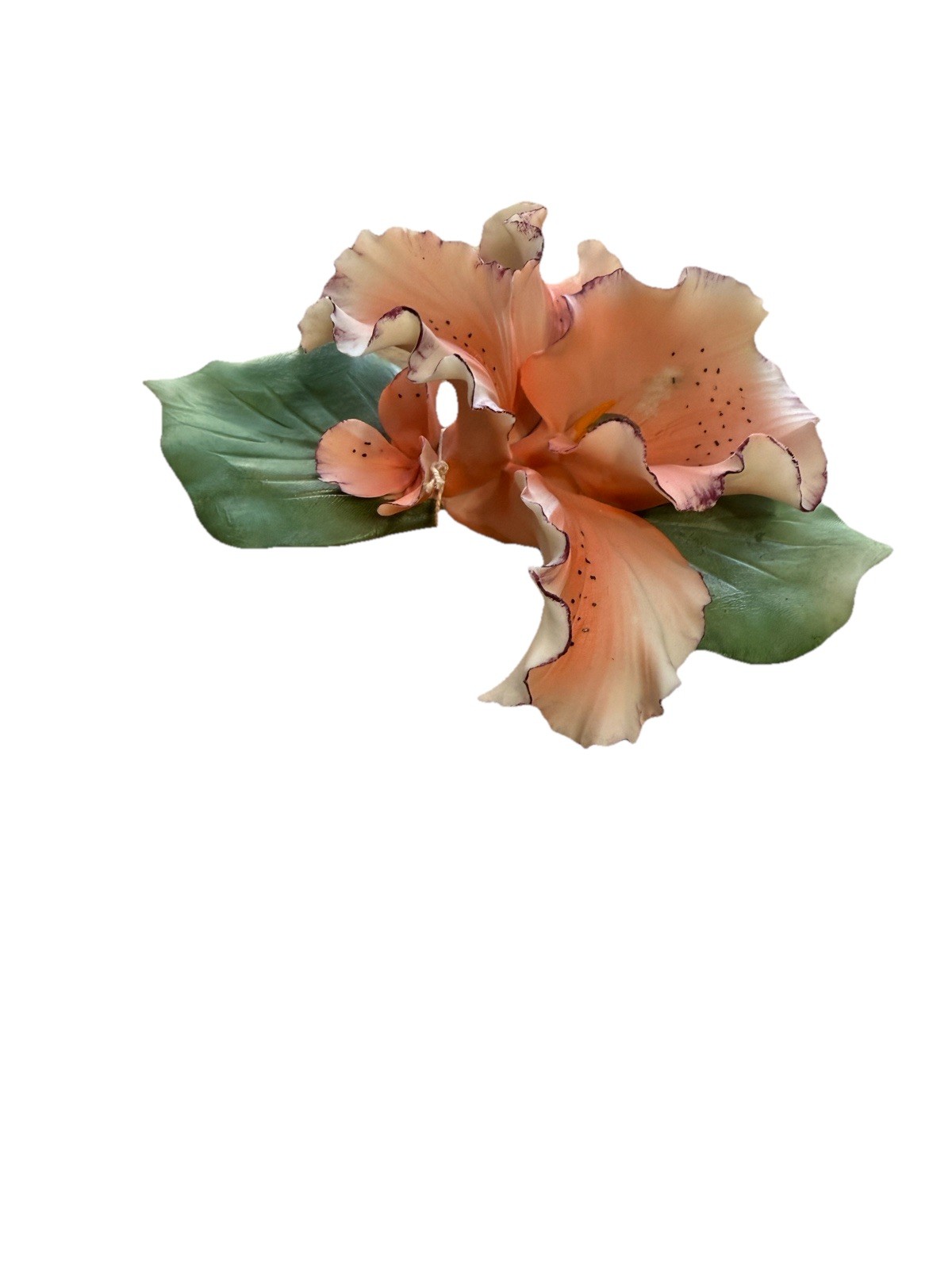 Vintage Capodimonte Porcelain Flower Orchid Peach Purple White Handpainted