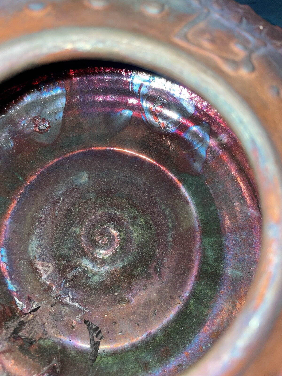 Spaulding Taylor Signed Raku Vase Inlaid Copper Wire Wrap High Iridescent Colors