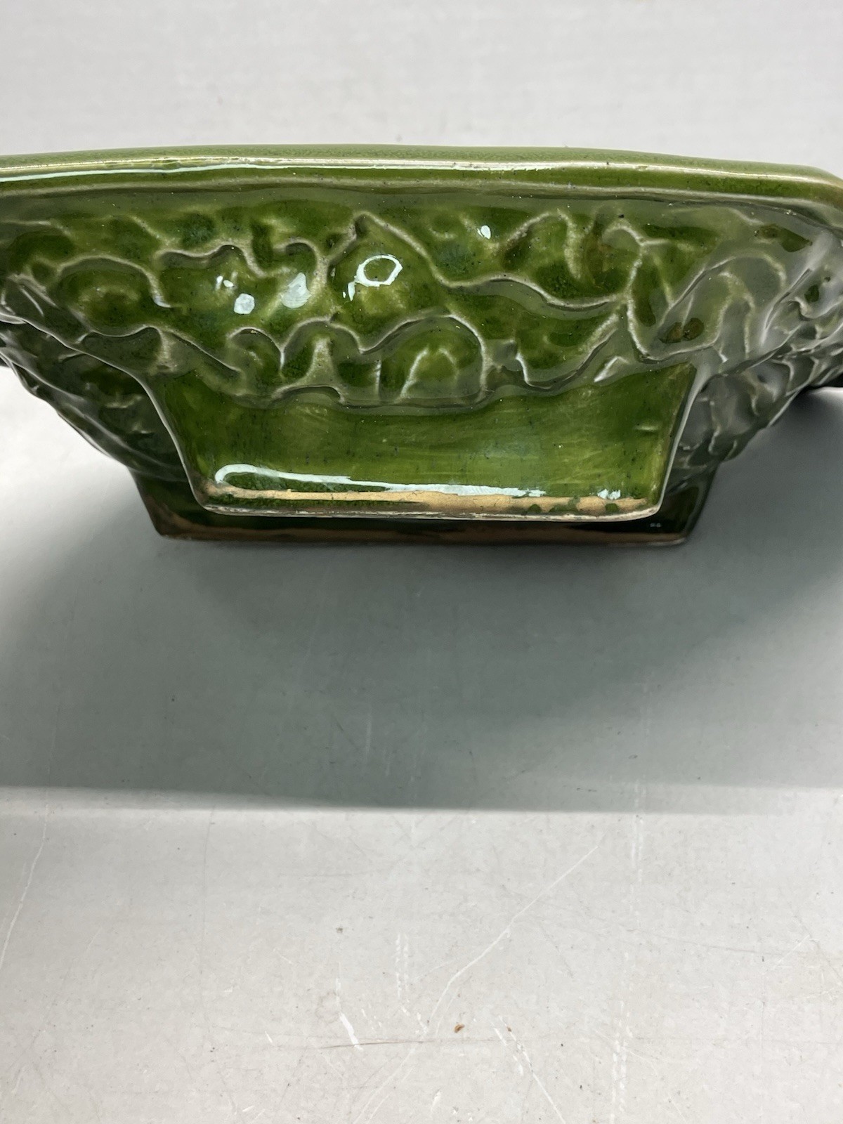 Atomic Galaxy Shape CA Pottery Ceramic Table Dish Ashtray Retro Green MCM Glazed