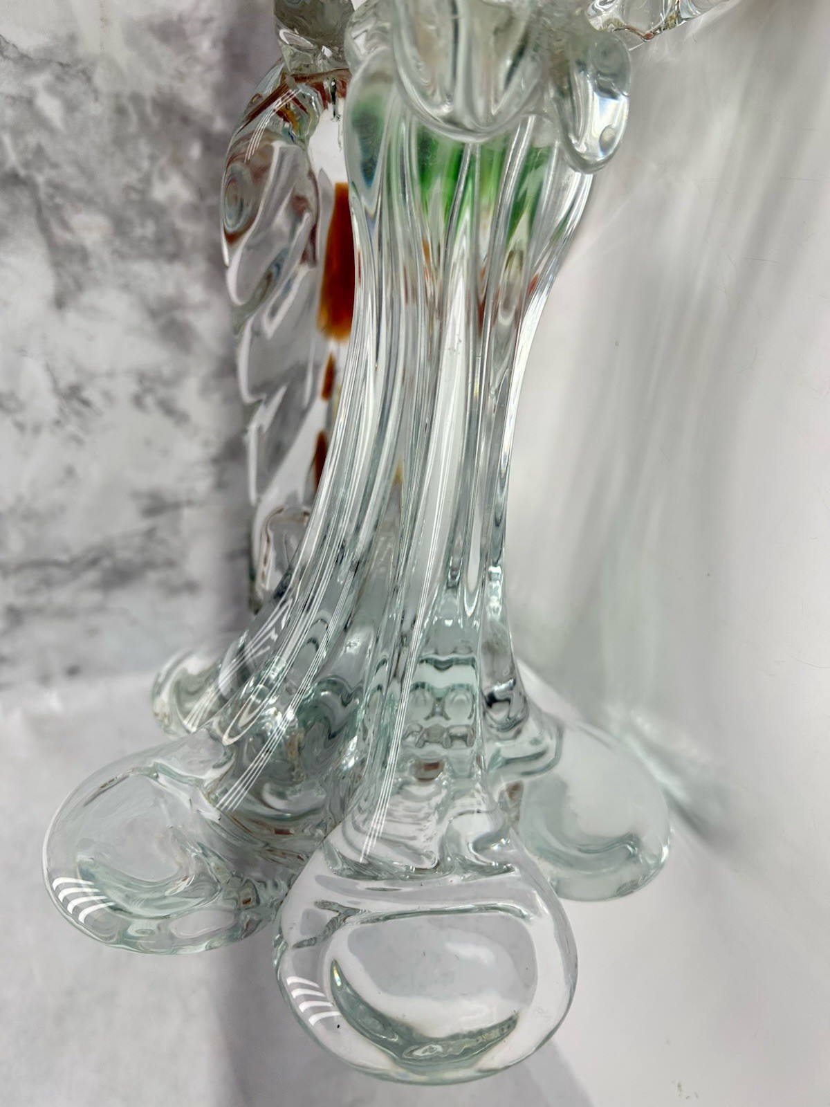 Mid Century Murano Style Art Glass Pheasant/Bird Figurine 15” Multi Colored