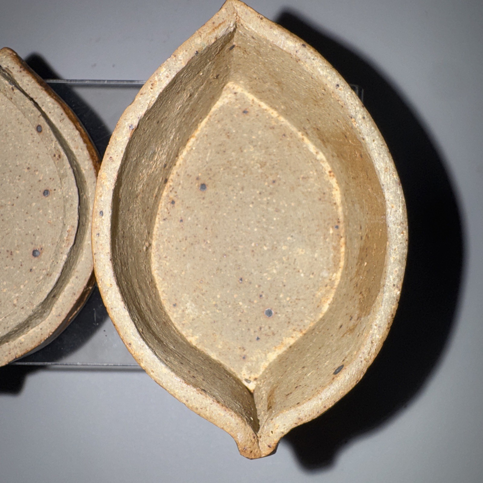 Art Pottery Leaf-shaped Trinket Box Rust Teal Nature Rustic Leaf-Impression Top