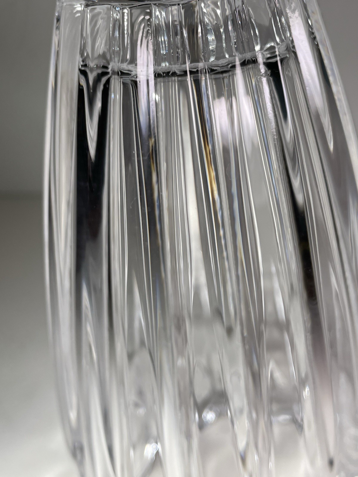 Vintage Heavy Ribbed Cut Crystal Vase Clear 7-3/8” Hearts Pattern Scalloped Rim