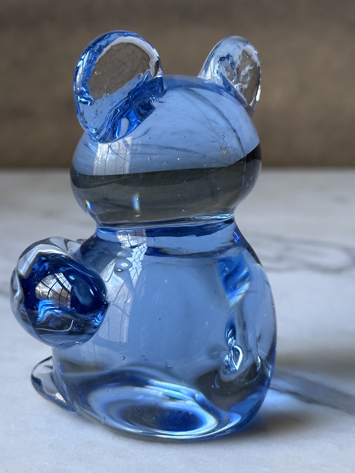 Commemorative Fine Art Gallery Koala Bear Blue Art Glass Figurine, 3”